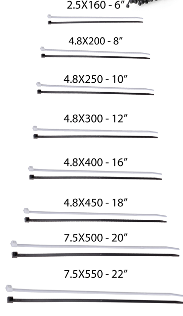 AMARRAS PLÁSTICAS NEGRAS Y BLANCAS (100 UNIDADES)